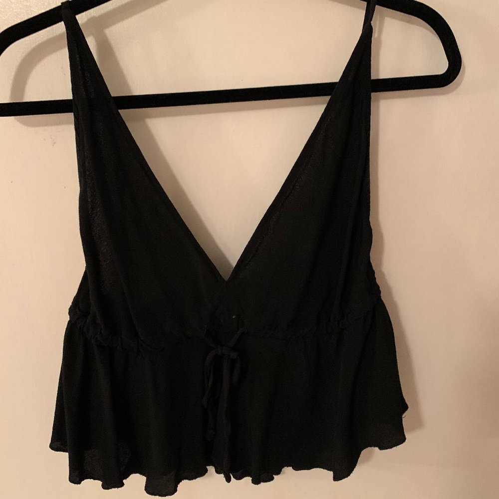 SOLD Black V-Neck Tank Top Brandy Melville Peplum